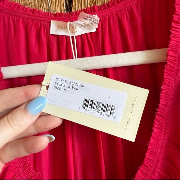 NWT Ramy Brook Ellery Ruffled Sleeveless Mini Dress - Pink Small - Picture 6 of 7